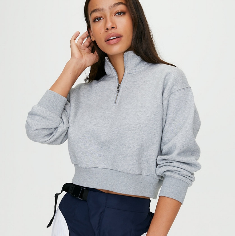 Aritzia TNA perfect 1/4 zip fleece cropped sweatshirt